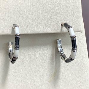 Sterling silver and enamel hoop earrings
